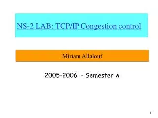 NS-2 LAB: TCP/IP Congestion control