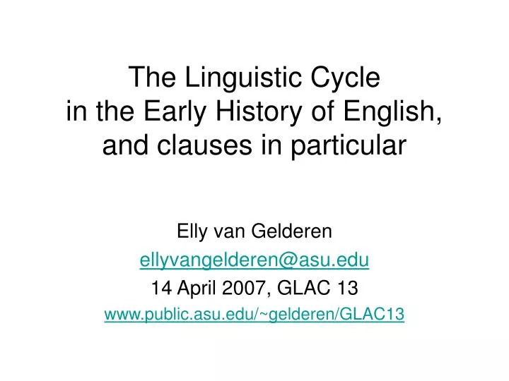 the linguistic cycle in the early history of english and clauses in particular