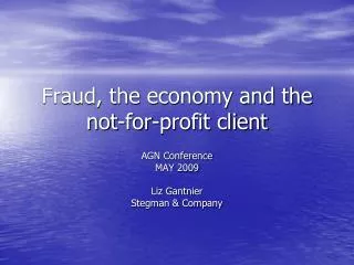 Fraud, the economy and the not-for-profit client
