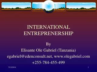 international entreprenership