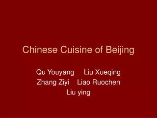 Chinese Cuisine of Beijing