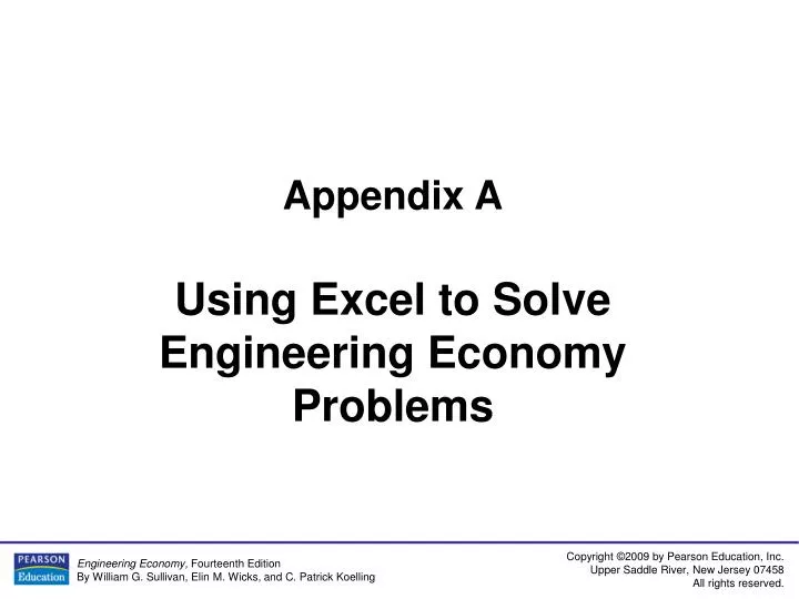 appendix a using excel to solve engineering economy problems