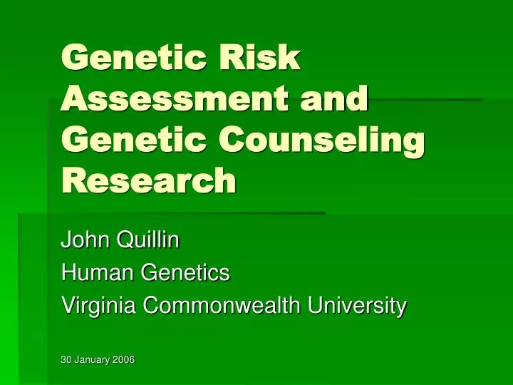 genetic risk assessment and genetic counseling research