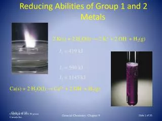 Reducing Abilities of Group 1 and 2 Metals