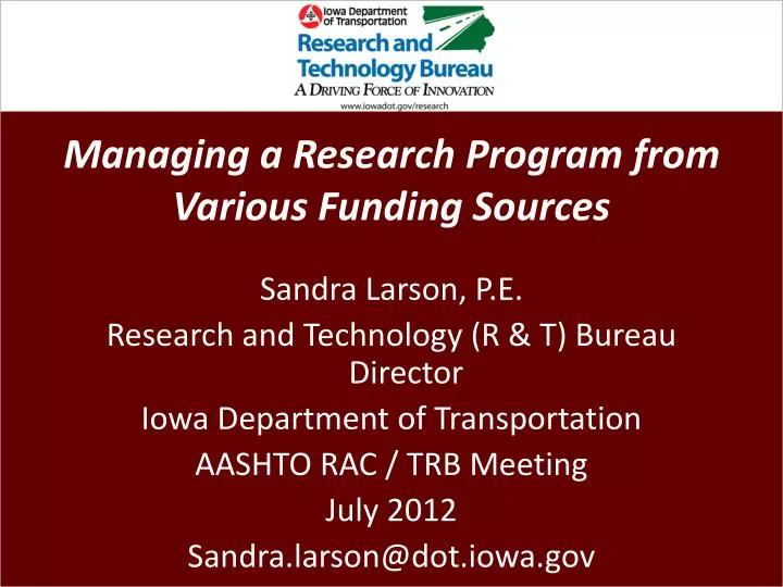 managing a research program from various funding sources