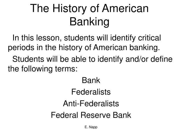 the history of american banking