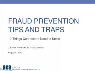 Fraud Prevention Tips and traps