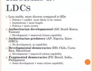 Regimes in LDCs