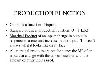 PRODUCTION FUNCTION