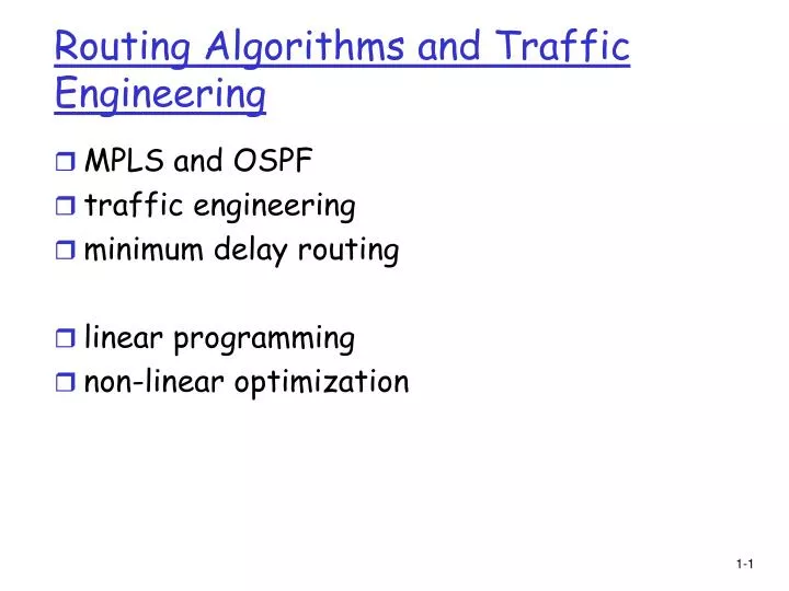 routing algorithms and traffic engineering