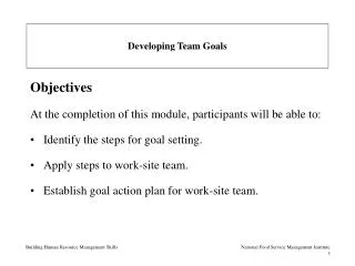 Developing Team Goals