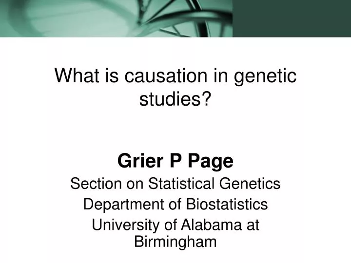 what is causation in genetic studies