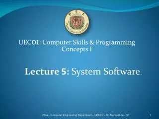 UEC 01 : Computer Skills &amp; Programming Concepts I