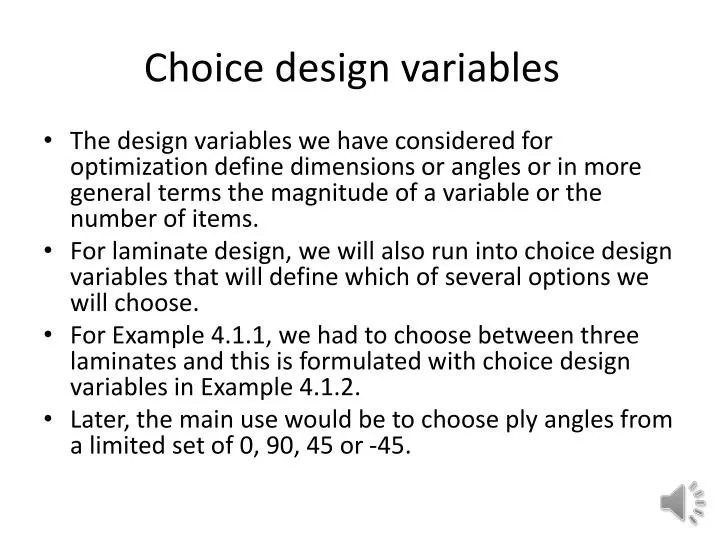 choice design variables