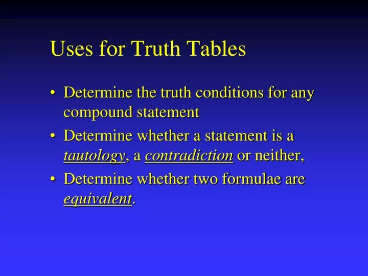 uses for truth tables