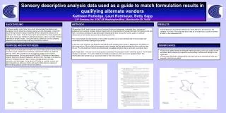 Sensory descriptive analysis data used as a guide to match formulation results in qualifying alternate vendors Kathleen