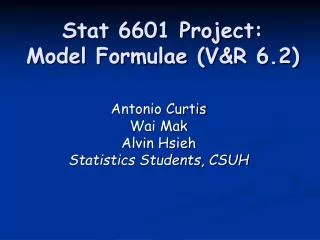 Stat 6601 Project: Model Formulae (V&amp;R 6.2)