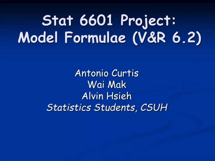 stat 6601 project model formulae v r 6 2