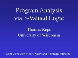 Program Analysis via 3-Valued Logic