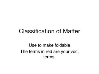 Classification of Matter