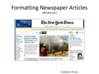 Formatting Newspaper Articles APA (6th ed.)