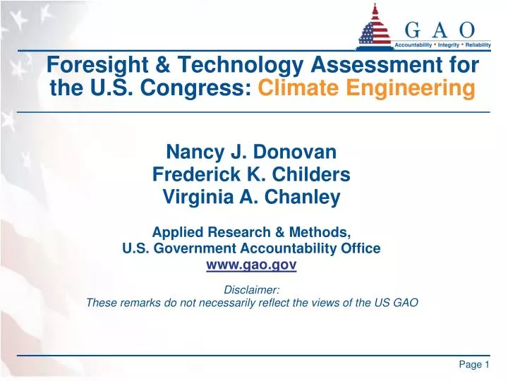 foresight technology assessment for the u s congress climate engineering