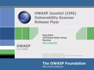 OWASP Joomla! (CMS) Vulnerability Scanner Release Flyer
