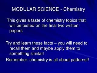 MODULAR SCIENCE - Chemistry