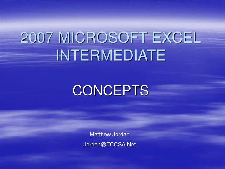2007 microsoft excel intermediate