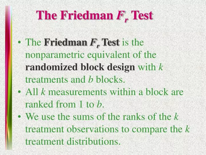 the friedman f r test
