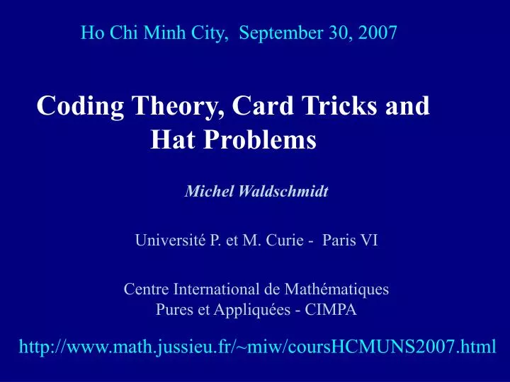 coding theory card tricks and hat problems