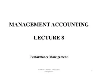 Management Accounting Lecture 8