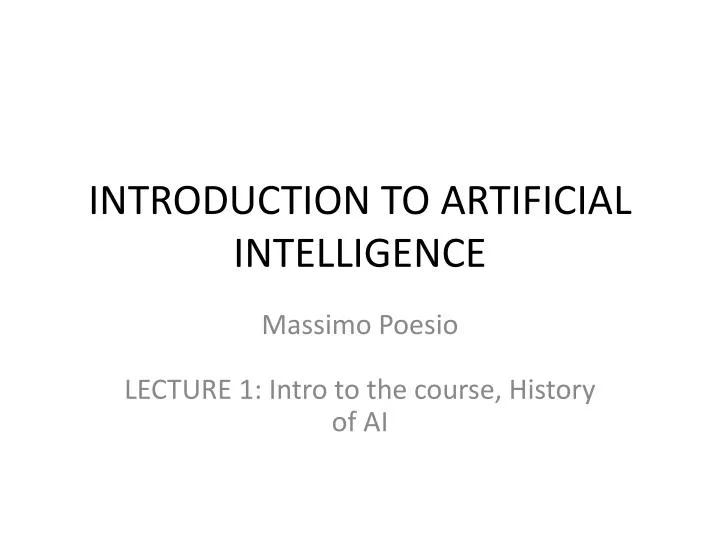 introduction to artificial intelligence