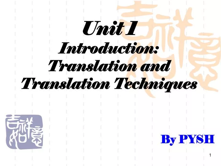 unit 1 introduction translation and translation techniques