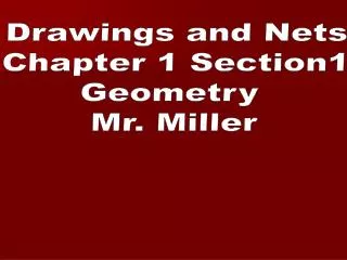Drawings and Nets Chapter 1 Section1 Geometry Mr. Miller