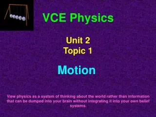 VCE Physics Unit 2 Topic 1