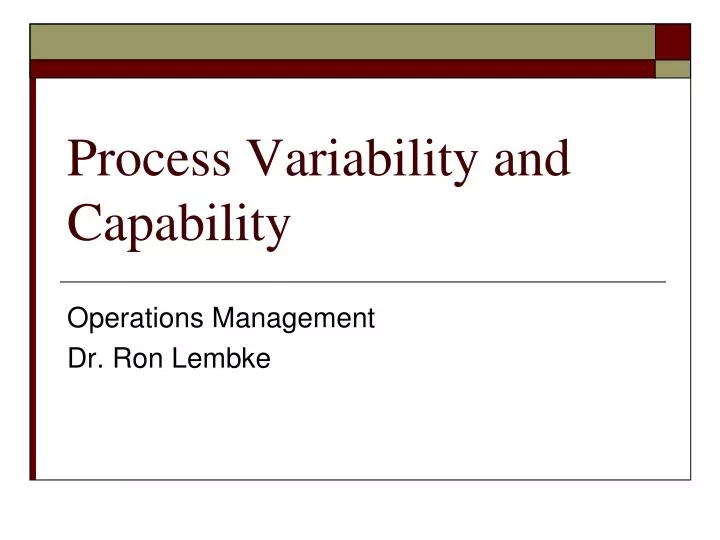 process variability and capability