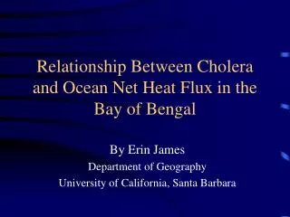 Relationship Between Cholera and Ocean Net Heat Flux in the Bay of Bengal