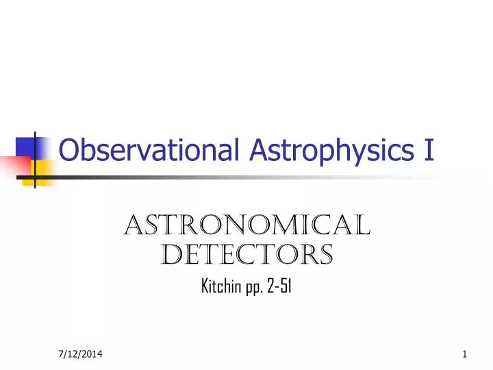 observational astrophysics i