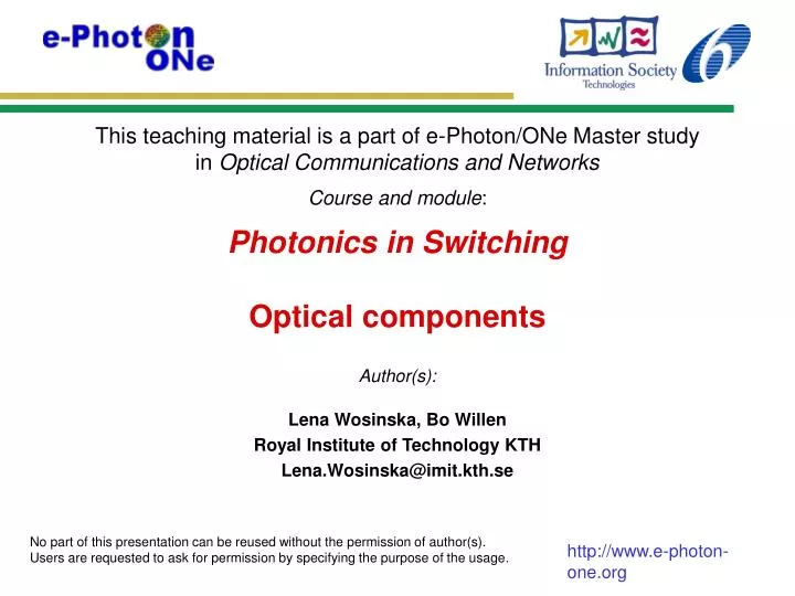 photonics in switching optical components