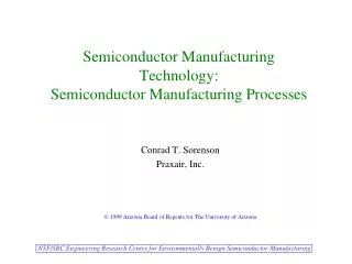 Semiconductor Manufacturing Technology: Semiconductor Manufacturing Processes