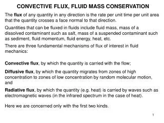 CONVECTIVE FLUX, FLUID MASS CONSERVATION