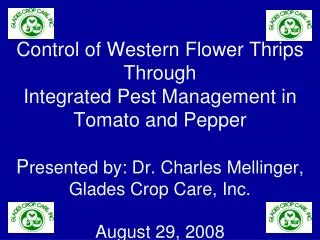IPM of Western Flower Thrips my discussion points