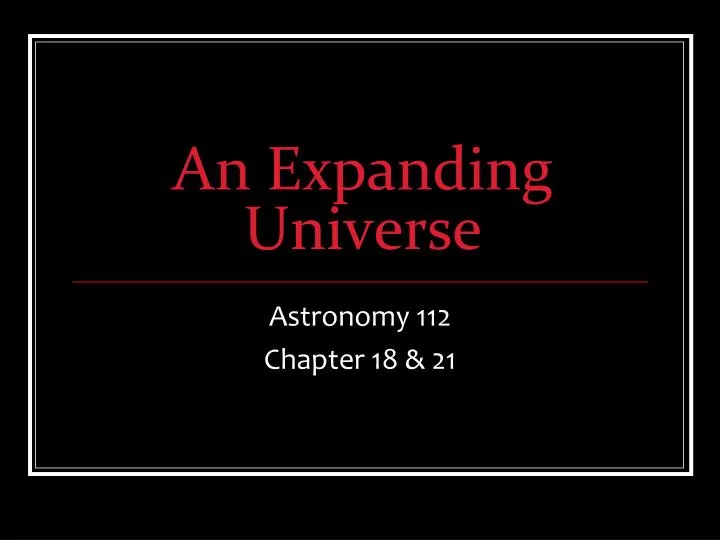 an expanding universe