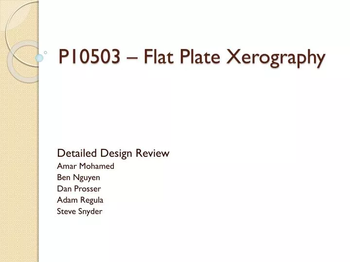 p10503 flat plate xerography