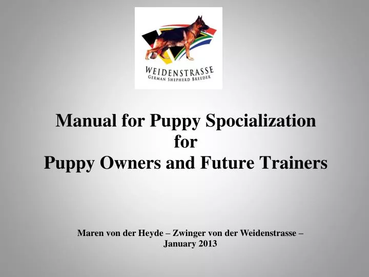 manual for puppy spocialization for puppy owners and future trainers