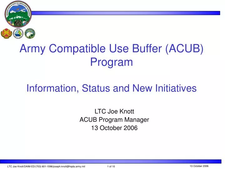 army compatible use buffer acub program information status and new initiatives