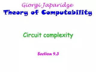 Circuit complexity