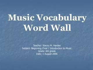 Music Vocabulary Word Wall