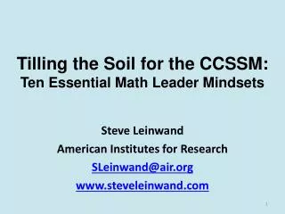 Tilling the Soil for the CCSSM: Ten Essential Math Leader Mindsets